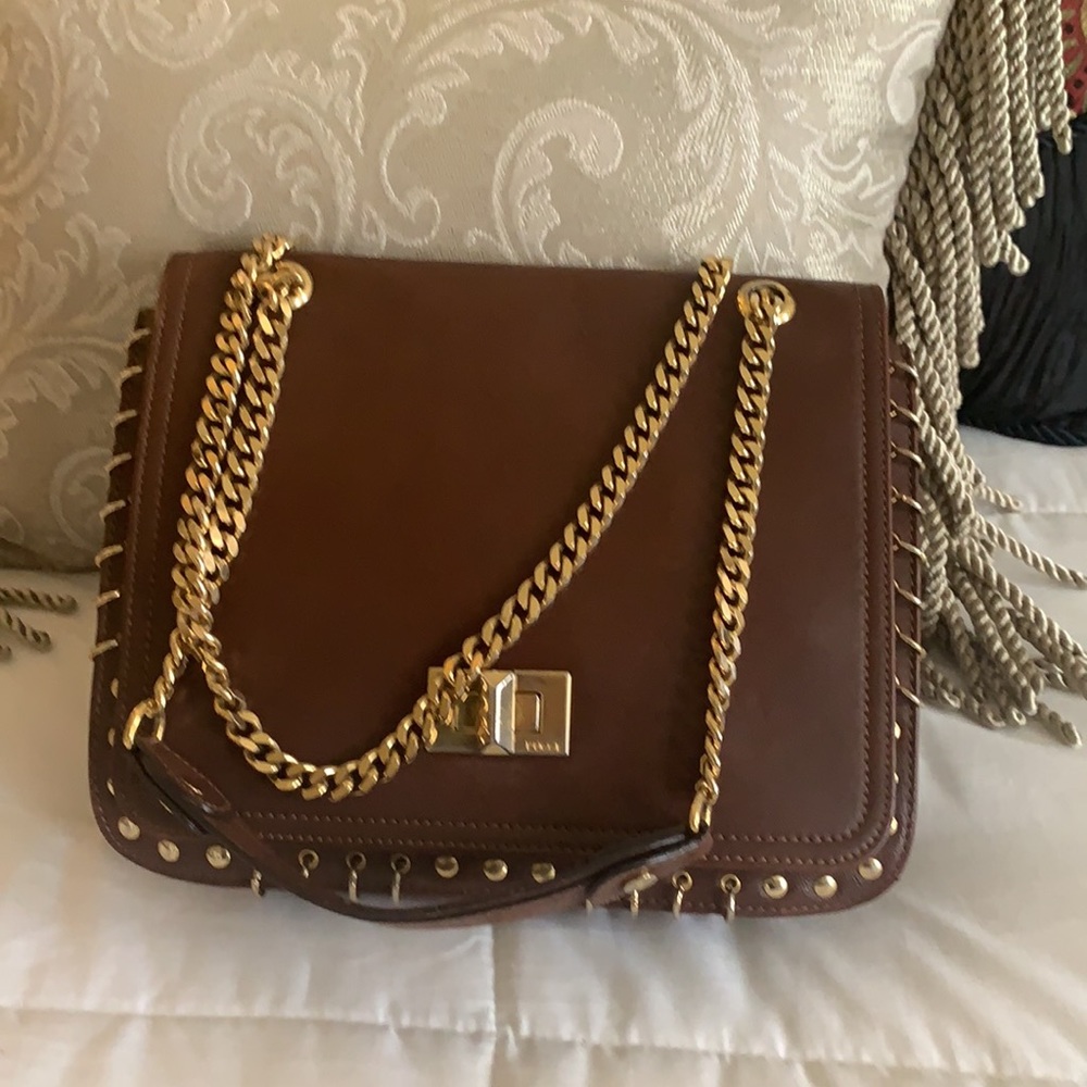 Emilio Pucci Brown Leather Shoulder Bag with Gold Chain. Vintage - Picture 16 of 16